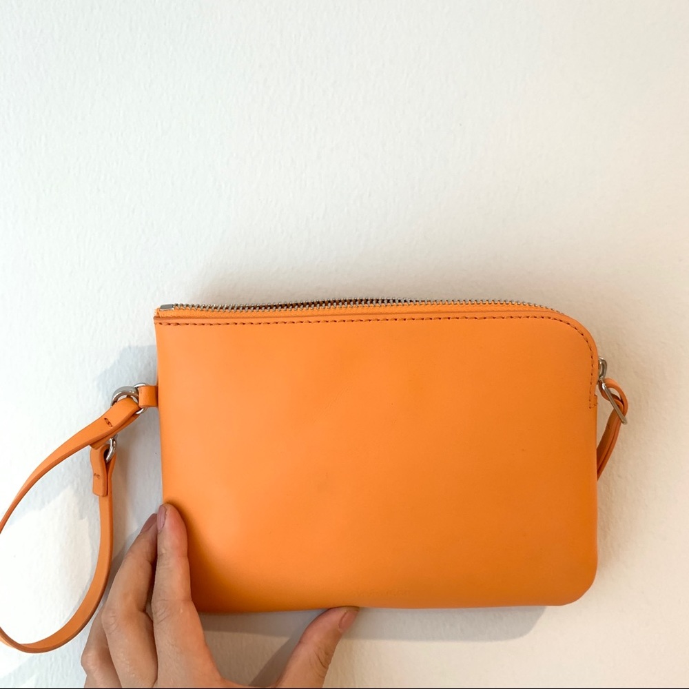 Steven Alan Orange Leather Wristlet Clutch